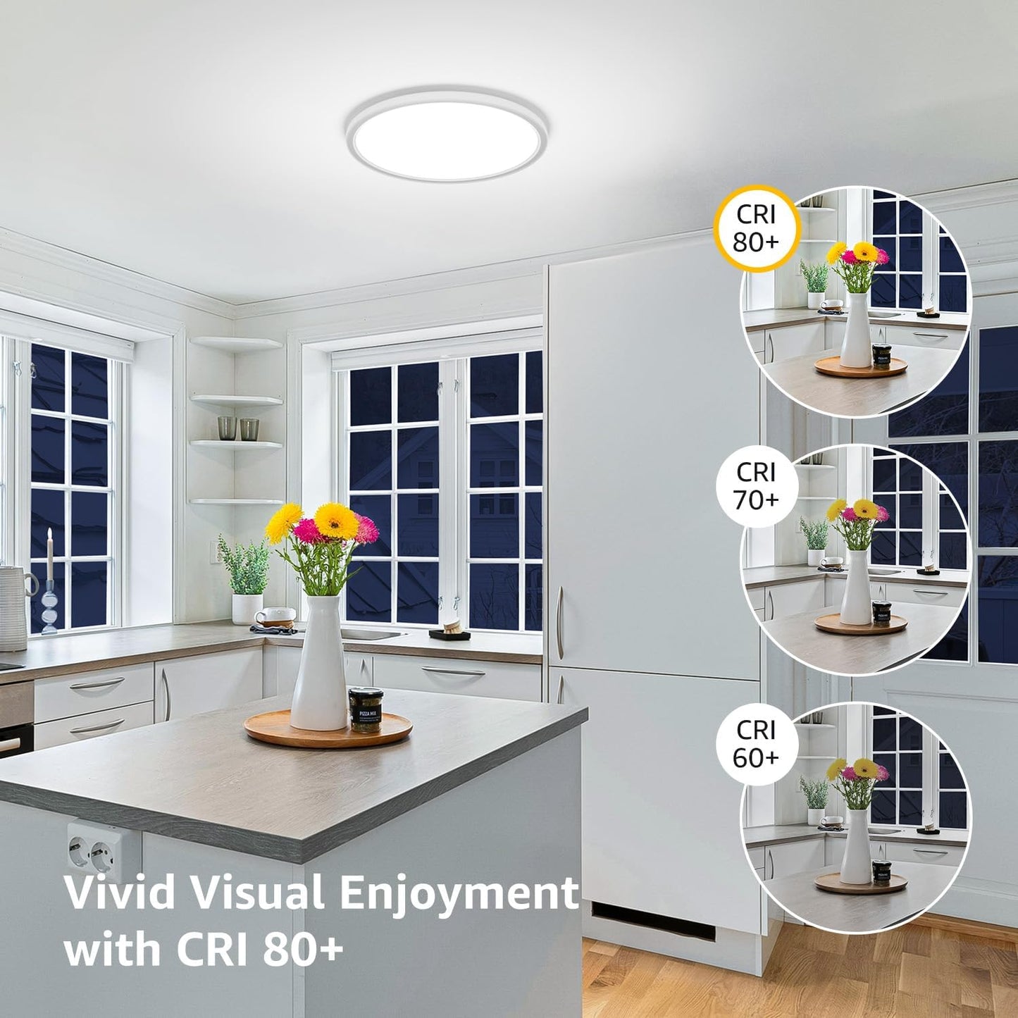 Lepro 24W LED Ceiling Light, 2400lm Super Bright Waterproof Bathroom Light, 2.6cm Ultra-Thin, Daylight White 5000K, Round Large Flush Ceiling Light for Living Room, Bedroom, Kitchen and More, Ø29.3cm