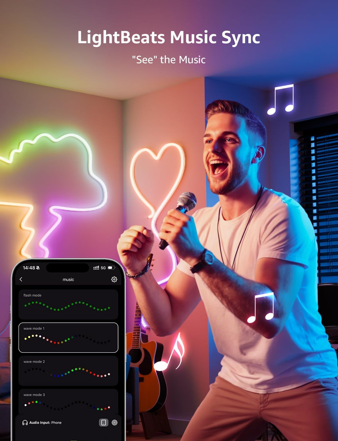 Lepro N1 AI Smart Rainbow Neon Light Strip 6M, 96 LEDs/M, Work with Alexa, Google Home, Music Sync, AI Lighting Design Assistant, IP65 Rope Light, MagicColor LED Light, App & Voice Control, No Remote