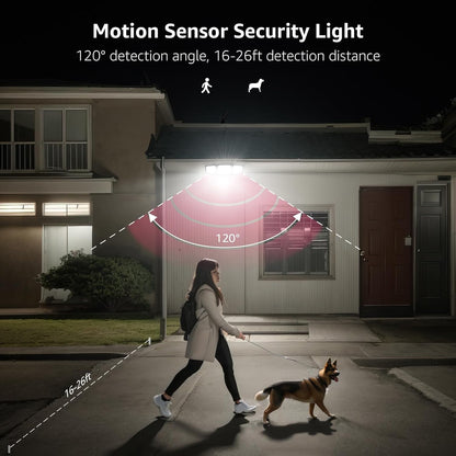 Lepro Solar Security Lights Outdoor Motion Sensor, 1200LM Solar Flood Lights with Separate Solar Panel, IP65 Waterproof, Adjustable 3Heads, Solar Pir Wall Lights for Yard Garage Pathway