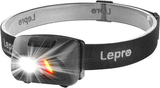 Lepro Head Torch Battery Powered, Lightweight LED Headlamp with 6 Lighting Modes, Waterproof, Super Bright Headlight for Cycling Running Camping for Kids Adults