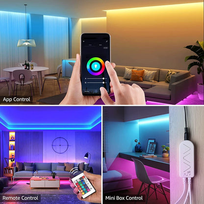 Lepro Smart RGB LED Strip Light 5M, Music Sync, Works with Alexa and Google Assistant, Smart Life App, Remote and Voice Control, Colour Changing LED Lights for Bedroom Party Home Decor