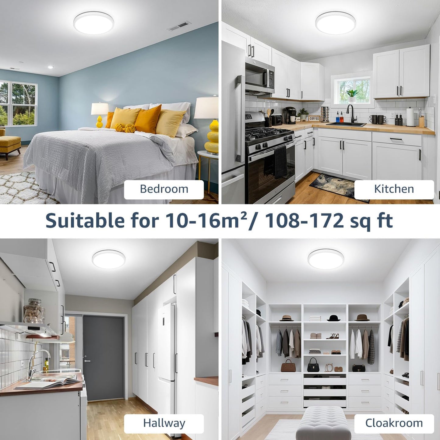 Lepro 2 Pack of Bathroom Lights, 18W 1800lm LED Ceiling Light, Waterproof IP44, 2.6cm Ultra-Thin, 5000K, Round, Flush Ceiling Lighting for Bathroom, Kitchen, Bedroom, Hallway, Utility Room, Ø22cm