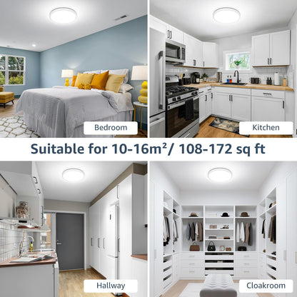 Lepro 2 Pack of Bathroom Lights, 18W 1800lm LED Ceiling Light, Waterproof IP44, 2.6cm Ultra-Thin, 5000K, Round, Flush Ceiling Lighting for Bathroom, Kitchen, Bedroom, Hallway, Utility Room, Ø22cm