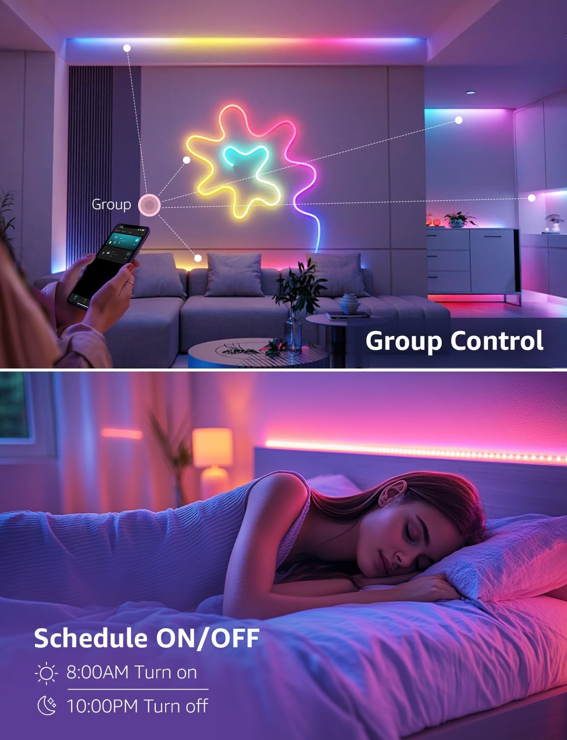 Lepro S1 AI Smart Rainbow LED Strip Light 10M, 30 LEDs/M, Music Sync, Works with Alexa & Google Home, WiFi Bluetooth App Voice Control, AI Lighting Design Assistant, MagicColor LED Lights for Bedroom