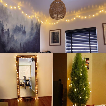 LE Fairy Lights Battery Powered, 5m 50 LED Warm White Globe String Lights, Camping Fairy Lights for Tents with Remote and Timer, Battery Fairy Lights for Indoor Outdoor, Bedroom, Camping and More