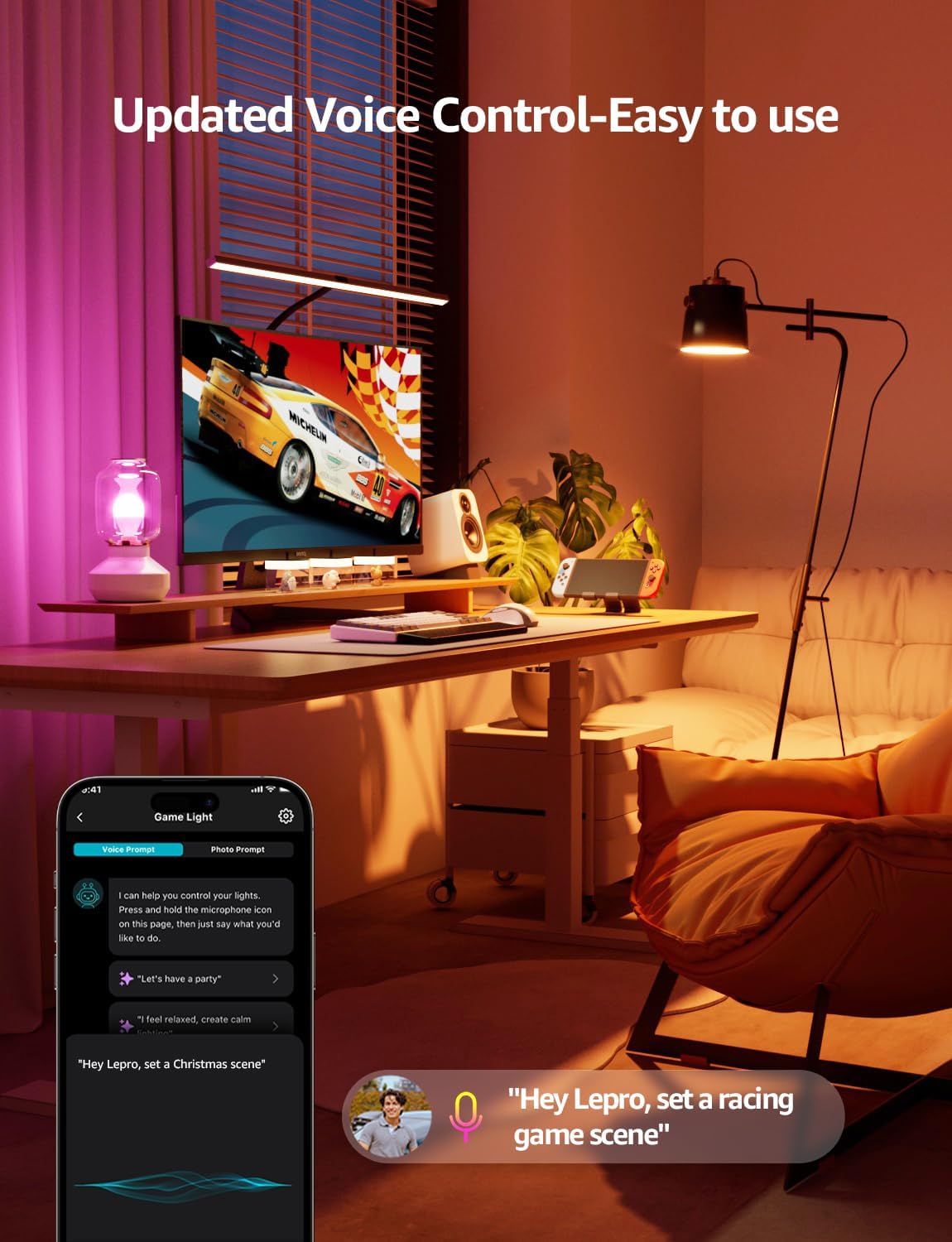 Lepro BP1 AI Smart Bulb E14, Music Sync WiFi Bulb, Voice Control, Bluetooth Colour Changing Bulb, LLM AI Lighting Design Assistant, Dimmable Golf Ball Bulb, Work with Alexa & Google Assistant, 2 Packs