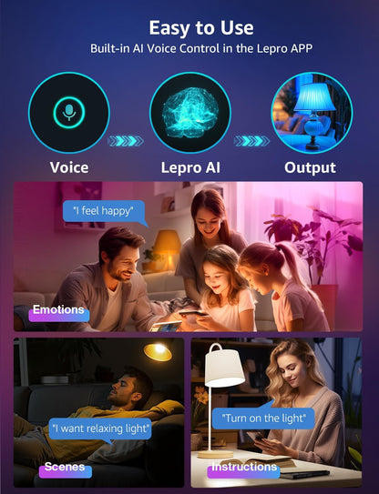 Lepro B2 AI Smart Bulb E27, 1100LM Music Sync Bluetooth & WiFi Bulb, Voice Control Screw Light Bulbs, RGBCCT, AI Lighting Design Assistant, Colour Changing Bulb, Work with Alexa & Google Assistant