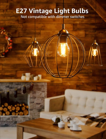 Lepro E27 Vintage Light Bulbs, Ultra Efficient A-Rated GLS Bulb, 3.8W = 60W, 806lm, 2700K Warm White, 50000H Lifespan, Clear Filament, Glass, Non-dimmable, Pack of 2