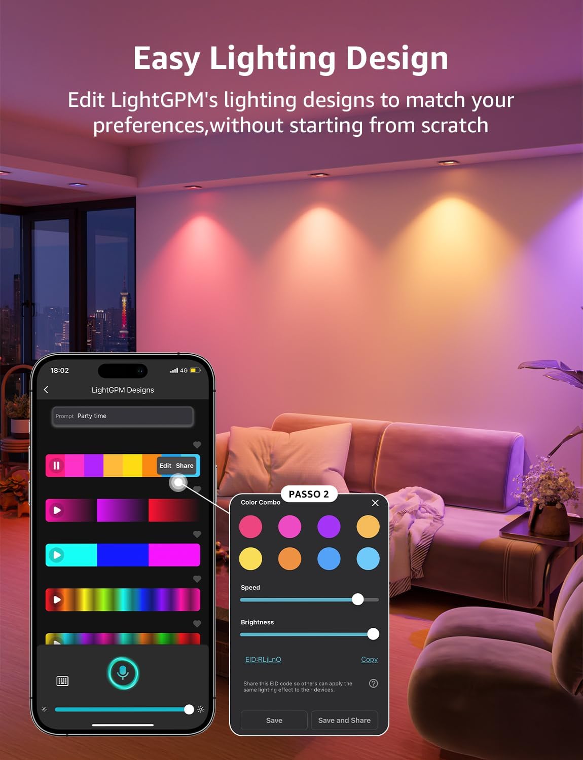 Lepro BG1 AI Smart Bulb GU10, Music Sync, Voice Control WiFi Bulbs, 400LM RGBCCT Dimmable Colour Changing LED Bulbs, Works with Alexa & Google Assistant, AI Lighting Design Assistant, 4 Packs