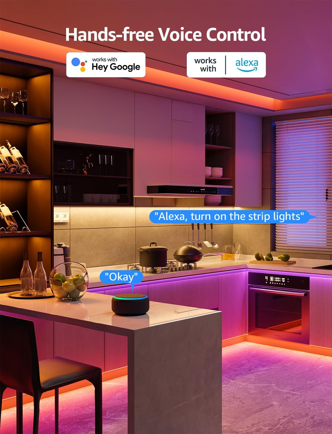 Lepro SE1 AI Smart RGB LED Strip Light 15M Roll, WiFi App Voice Control, Works with Alexa & Google Home, Music Sync, AI Lighting Design Assistant, Colour Changing LED Lights for Bedroom, No Remote