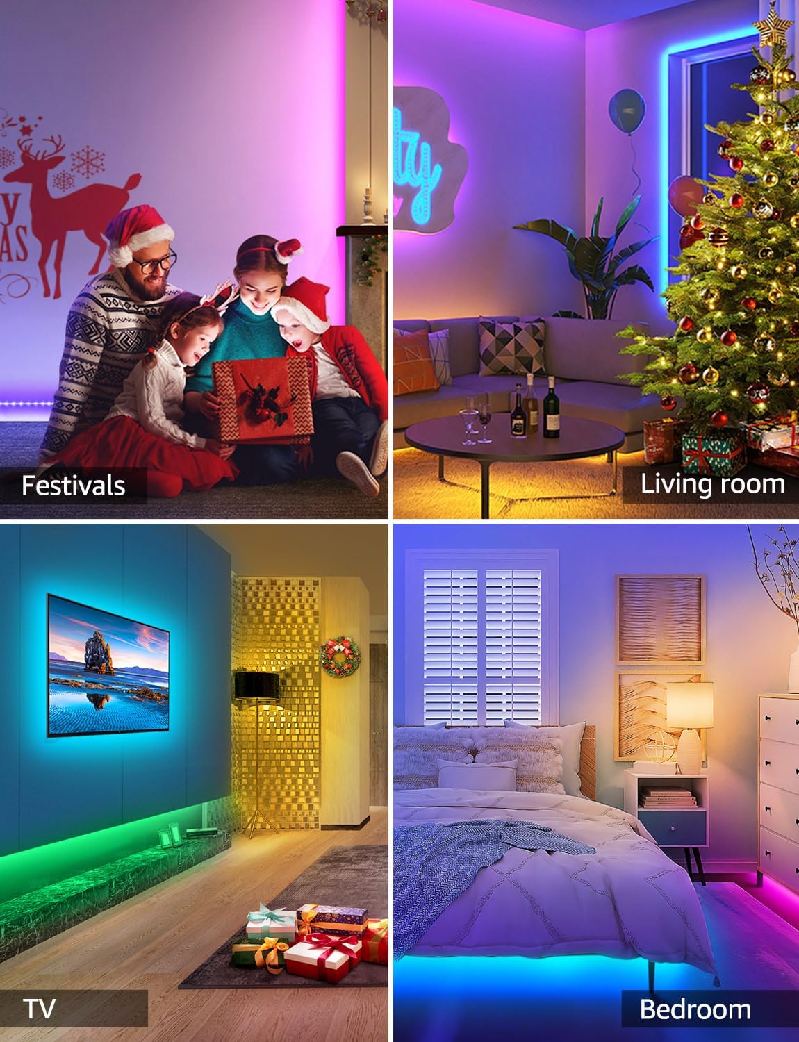 Lepro Alexa Smart LED Strip Light 5M, WiFi RGB LED Lights for Bedroom, Smart Life App Control, Works with Alexa & Google Assistant, Colour Changing Strip Lights for Kitchen Party Christmas