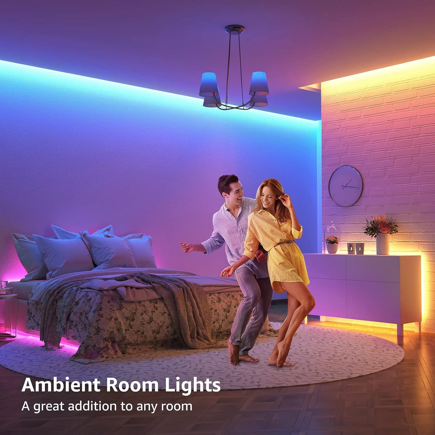 Lepro LED Strip Lights 15M (2x7.5M), RGB Colour Changing LED Strip with 44-Key Remote and 12V Power Plug, Stick-on LED Lights for Bedroom Home Decoration (450 Bright 5050 LED)