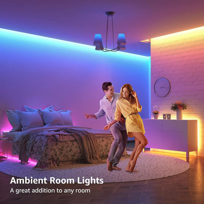 Lepro 20M LED Strip Lights with Remote, Dimmable, RGB Colour Changing, Stick-on Long LED Lights for Bedroom, Kitchen, Room Decoration (2 x 10M, Plug and Play, Bright 5050 LEDs)