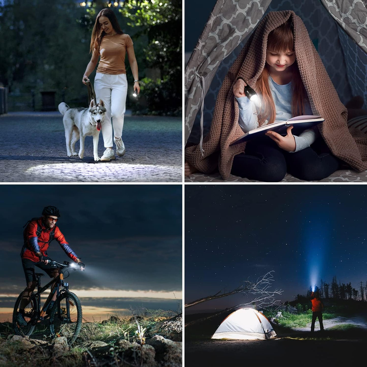 LE LED Torch Battery Powered, LE1000 Hand Flashlight, Adjustable Focus, Water Resistant, Lightweight, for Power Cut, Camping, Dog Walking, Easy to Use Small Torch, Gift for Kids Men Dad, 2 Packs