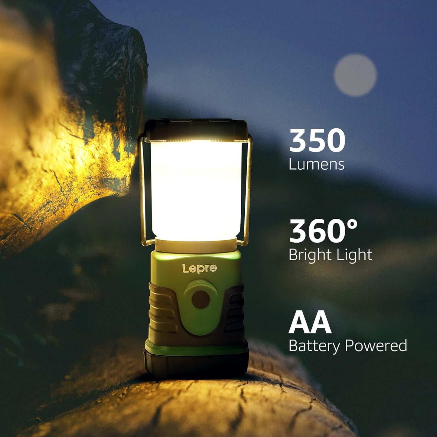 Lepro Camping Lantern Battery Powered, Portable Small Camping Tent Lights AA Battery Operated, Dimmable Warm White to Daylight Modes, Battery Lantern for Indoors, Emergency Lighting for Power Cuts