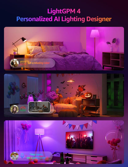 Lepro B1 AI Smart Bulb Bayonet, Music Sync B22 WiFi Bulbs, Voice Control, AI Lighting Design Assistant, Dimmable, Bluetooth Colour Changing Light Bulb, Work with Alexa & Google Assistant, 2 Packs (2)