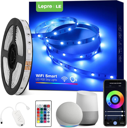 Lepro Alexa Smart LED Strip Light 5M, WiFi RGB LED Lights for Bedroom, Smart Life App Control, Works with Alexa & Google Assistant, Colour Changing Strip Lights for Kitchen Party Christmas