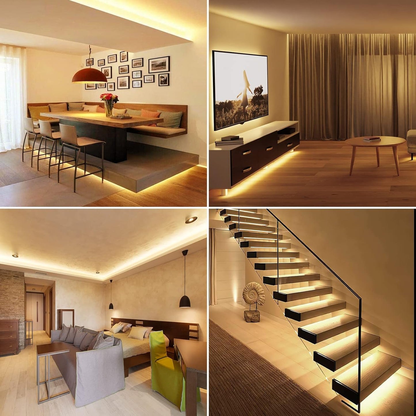 Lepro 5M Warm White LED Strip Without 12V Power Plug, 2300lm 3000K LED Tape, 300 2835 LEDs, Stick on LED Lights for Bedroom, Kitchen Cabinet, Under Cupboard, DIY and More