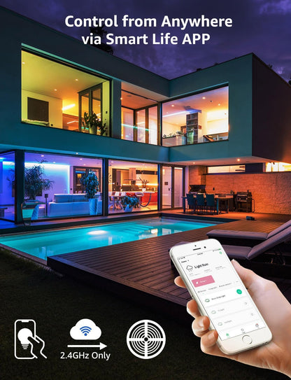 Lepro Alexa Smart LED Strip Light 5M, WiFi RGB LED Lights for Bedroom, Smart Life App Control, Works with Alexa & Google Assistant, Colour Changing Strip Lights for Kitchen Party Christmas