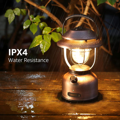Lepro Retro Camping Lantern, Rechargeable Camping Light with 15000mAh Power Bank, Dimmable 1000 Lumen, Long Battery Life, Rechargeable Lantern for Camping Tent, Power Cuts, Storm, Type C Cable