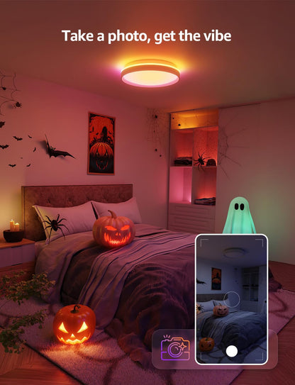 Lepro T1 AI Smart Ceiling Light 24W, Music Sync, Voice Control, AI Lighting Design Assistant, Waterproof Bathroom Light, Bluetooth WiFi Color Changing Ceiling Light, Work with Alexa, Google Home, 29CM