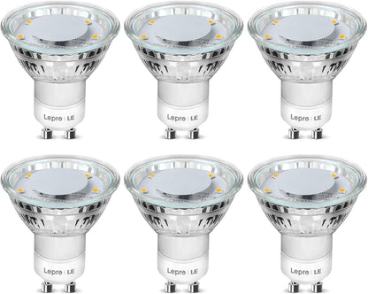 Lepro GU10 LED Bulbs Warm White 2700K, 4W 325lm Spot Light Bulbs, 50W Halogen Spotlight Equivalent, Energy Saving GU10 LED Lightbulbs, 100° Wide Beam, Non-dimmable, Pack of 6