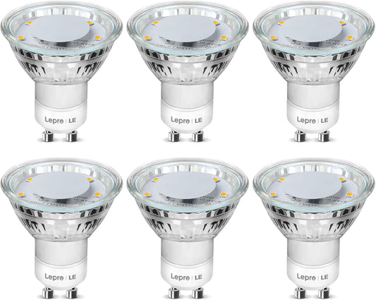 Lepro GU10 LED Bulbs Warm White 2700K, 4W 325lm Spot Light Bulbs, 50W Halogen Spotlight Equivalent, Energy Saving GU10 LED Lightbulbs, 100° Wide Beam, Non-dimmable, Pack of 6