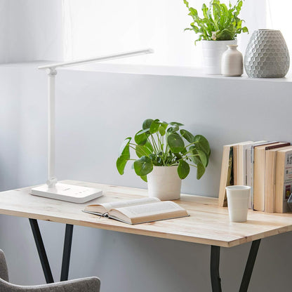 Lepro LED Desk Lamp, Desk Lamp with Power Adapter, 655lm, Desk Lamps Office with USB Charging Port, 5 Brightness Levels x 3 Colour Mode, Touch Control Daylight Lamp for Office, Nails, Study, Bedroom