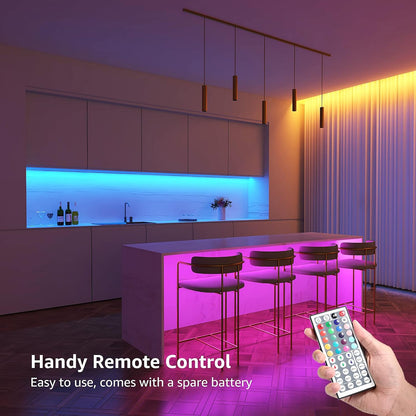 Lepro LED Strip Light 5M, Dimmable RGB LED Strips with Remote, Colour Changing Room Lights, Plug in LED Lights for Bedroom, Living Room, TV, Kitchen, Kids Room (5M, 150 Bright 5050 LEDs)