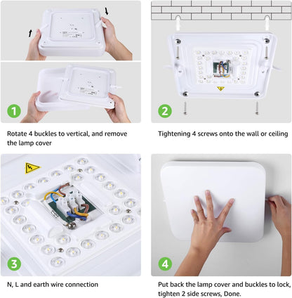 Lepro Ceiling Lights 24W, 2400lm Super Bright Square LED Ceiling Light, Daylight White 5000K, IP44 Waterproof Bathroom Light, for Office, Living Room, Bedroom, Kitchen, Hallway, Porch