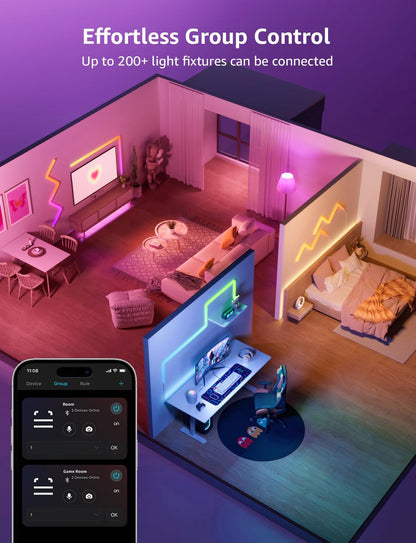 Lepro WL1 AI Smart Wall Light, Music Sync RGB Light Bar, Voice Control, AI Lighting Design Assistant, Mood Light for Home Decor, Gaming Light, Work with Alexa, Google Assistant,6 Pcs with 4 Corners