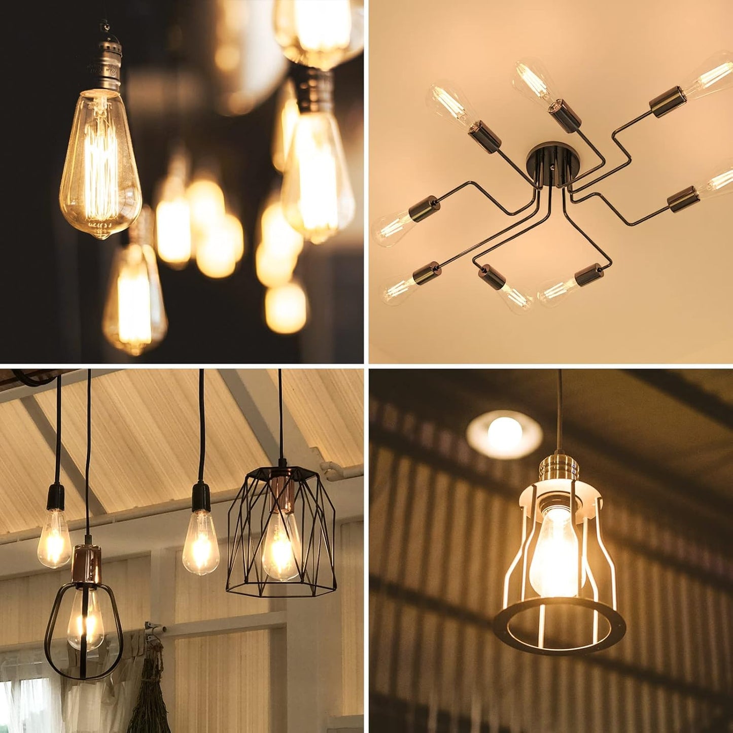 Lepro LED E27 Screw Bulb, ST64 E27 Vintage Light Bulbs, 4.8W 470lm, 40W Equivalent GLS Bulb, Warm White 2500K LED Filament Bulbs Edison Screw, Antique Style Retro Amber Glass, Non Dimmable, Pack of 6