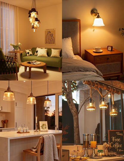 Lepro E27 Golf Ball Bulb, Ultra Efficient A-Rated, 2.2W = 40W, 470lm, Warm White 2700K, 50000H Lifespan, Edison Screw in Light Bulb, Clear Glass Vintage Filament Bulb, Pack of 4