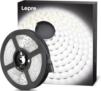 Lepro 5M LED Strip Lights, Cool White 6000K, 300 LEDs, 2300lm Bright Daylight LED Tape for Kitchen Cabinet Bar Van TV Mirror and More (12V Power Supply Not Included)