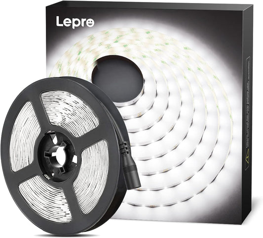 Lepro 5M LED Strip Lights, Cool White 6000K, 300 LEDs, 2300lm Bright Daylight LED Tape for Kitchen Cabinet Bar Van TV Mirror and More (12V Power Supply Not Included)