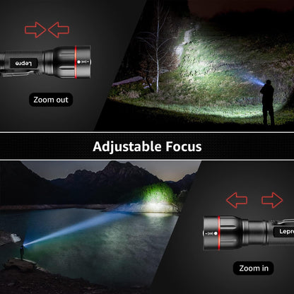 Lepro LED Torch Super Bright, LE2050 Pocket Flashlight, Zoomable, Waterproof, 5 Modes, Clip On, Small Hand Torch Powered by 18650 or AAA Battery (Not Included), for Power Cuts, Camping, Dog Walking