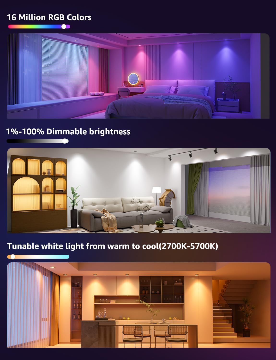 Lepro BG1 AI Smart Bulb GU10, Music Sync, Voice Control WiFi Bulbs, 400LM RGBCCT Dimmable Colour Changing LED Bulbs, Works with Alexa & Google Assistant, AI Lighting Design Assistant, 1 Pack