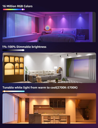 Lepro BG1 AI Smart Bulb GU10, Music Sync, Voice Control WiFi Bulbs, 400LM RGBCCT Dimmable Colour Changing LED Bulbs, Works with Alexa & Google Assistant, AI Lighting Design Assistant, 4 Packs