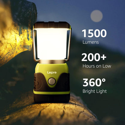 Lepro Battery Camping Lantern, 1500 Lumen Camping Light Battery Powered, Dimmable Warm White and Cool White Modes, Battery Lantern for Power Cuts, Emergency Lighting, Suit for Hiking, Fishing, Tents