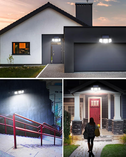 Lepro Solar Security Lights, 1200LM Solar Floodlights Motion Sensor with 360 Degree 3 Adjustable Heads, IP65 Waterproof, Wide Lighting Angle Solar Lights Outdoor for Yard Garage Pathway
