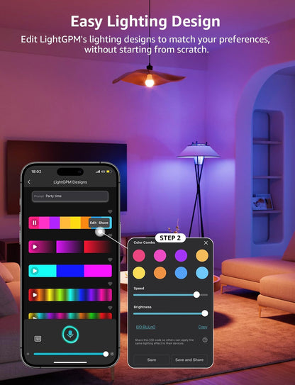 Lepro B2 AI Smart Bulb Bayonet, 1100LM Music Sync B22 WiFI Bulbs, Voice Control, AI Lighting Design Assistant, RGBCCT, Bluetooth Colour Changing Light Bulb, Work with Alexa & Google Assistant, 4 Packs