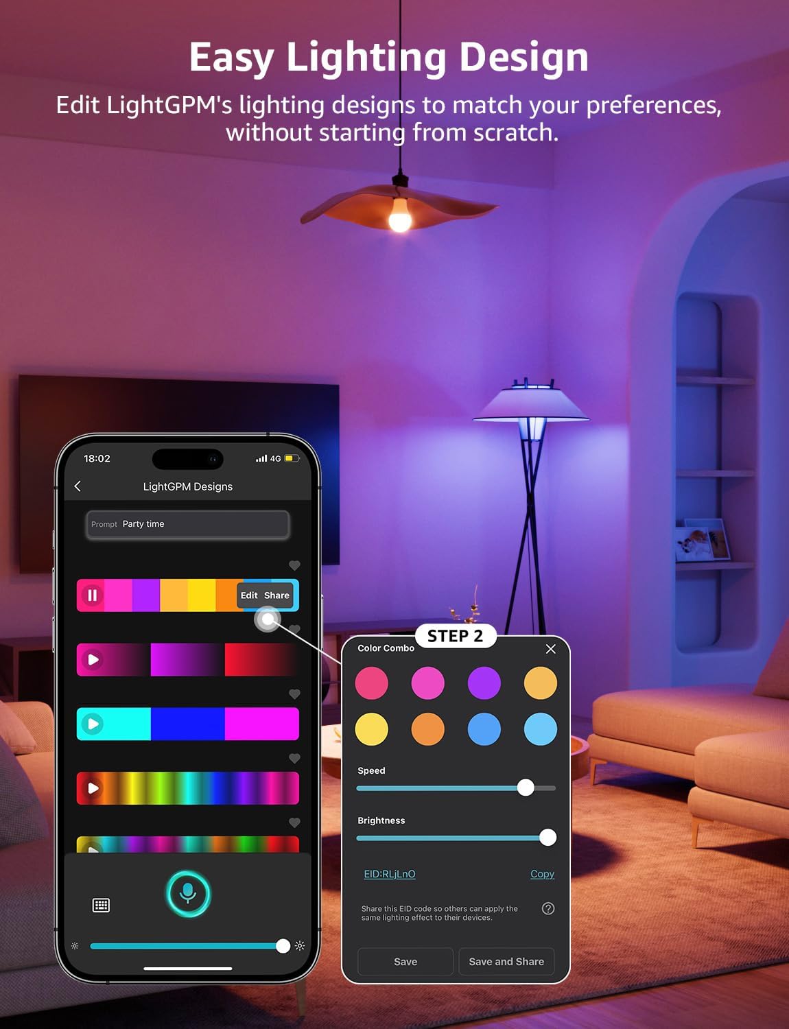 Lepro B2 AI Smart Bulb Bayonet, 1100lm WiFi Bulb B22, Music Sync Colour Changing Light Bulbs, AI Lighting Design Assistant, Voice Control, Works with Alexa & Google Assistant, RGBCCT Dimmable LED Bulb