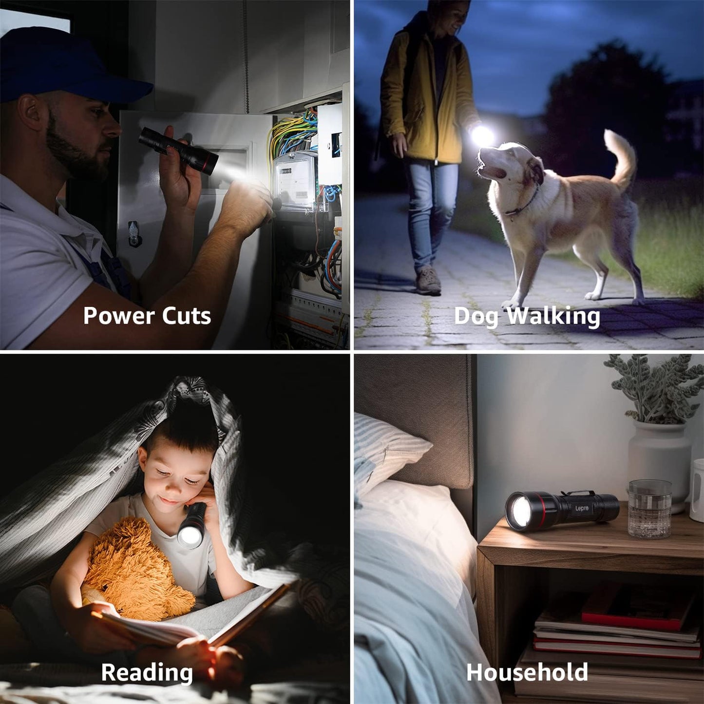 Lepro LED Torch Super Bright, LE2050 Pocket Flashlight, Zoomable, Waterproof, 5 Modes, Clip On, Small Hand Torch Powered by 18650 or AAA Battery (Not Included), for Power Cuts, Camping, Dog Walking