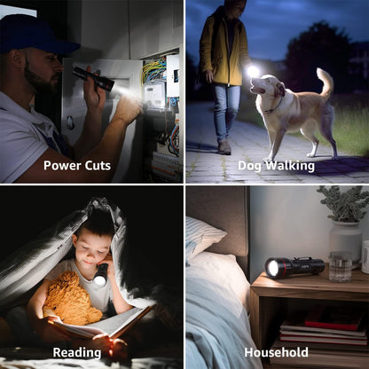 Lepro LED Torch Super Bright, LE2050 Pocket Flashlight, Zoomable, Waterproof, 5 Modes, Clip On, Small Hand Torch Powered by 18650 or AAA Battery (Not Included), for Power Cuts, Camping, Dog Walking