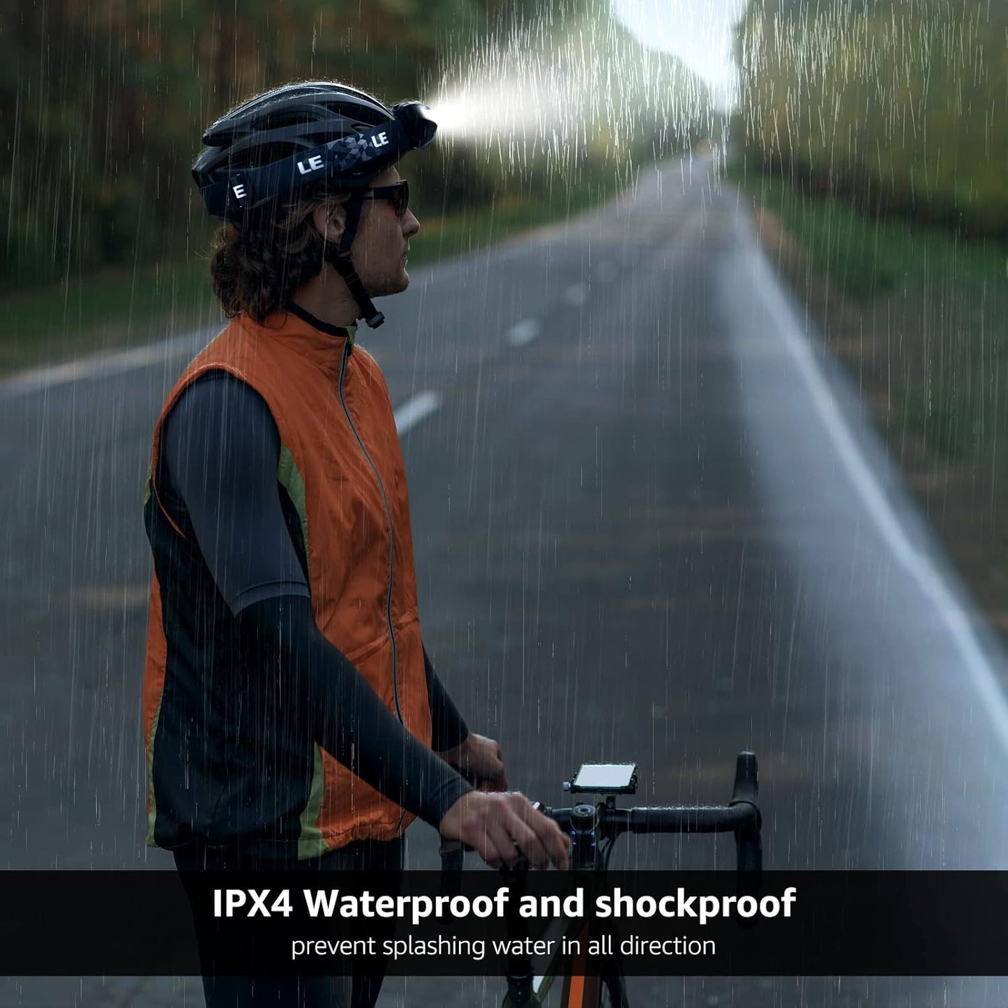 Lepro Head Torch Rechargeable, Super Bright LED Headlamp Waterproof with Red Warning Lights 5 Lighting Modes 30 Hours Runtime Lightweight Headlight Flashlight for Cycling Running Camping