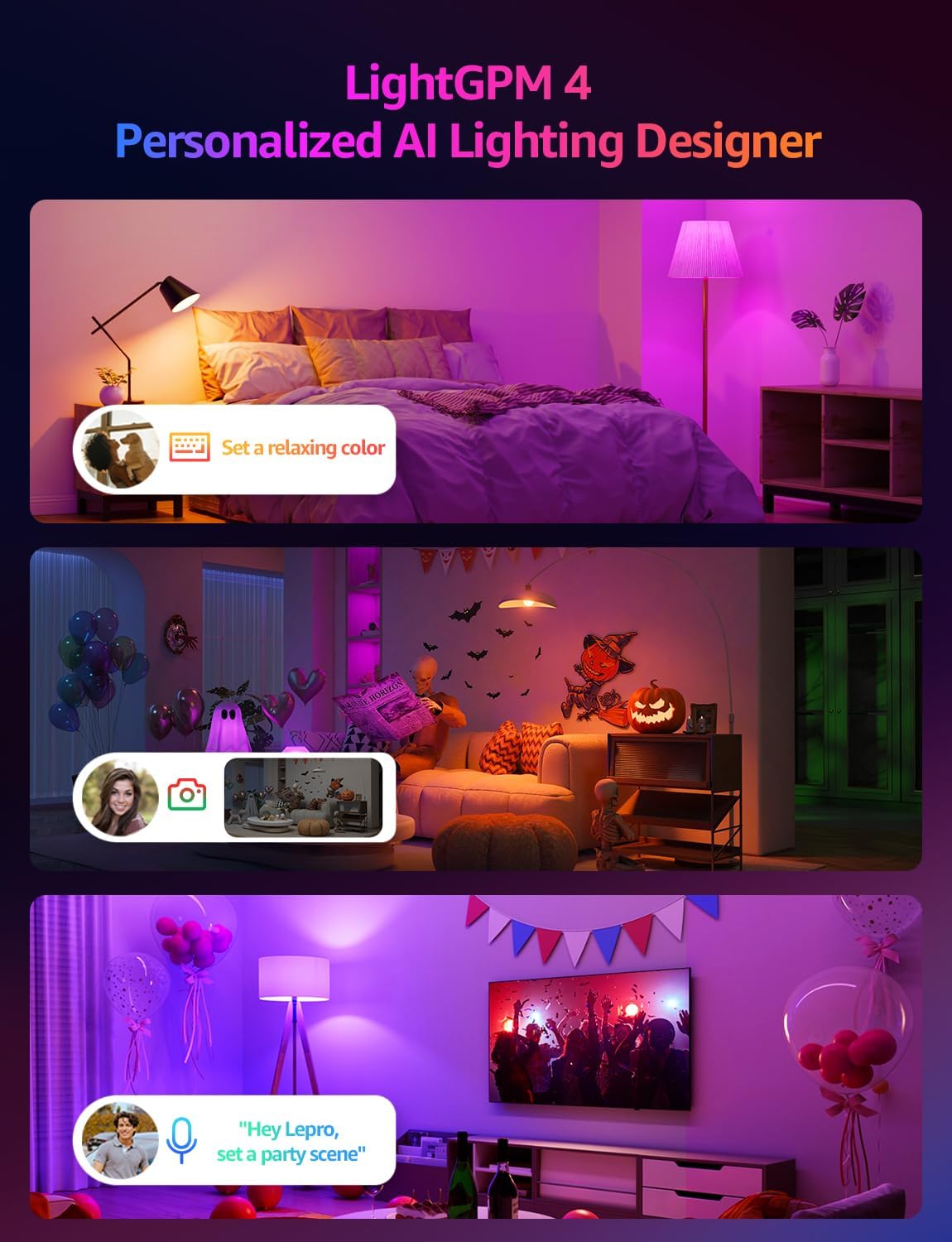 Lepro B1 AI Smart Bulb B22, Music Sync, Bayonet WiFi Bulb That Works with Alexa & Google Home, AI Lighting Design Assistant, APP & Voice Control, 806lm, Dimmable, Bluetooth Color Changing Light Bulb