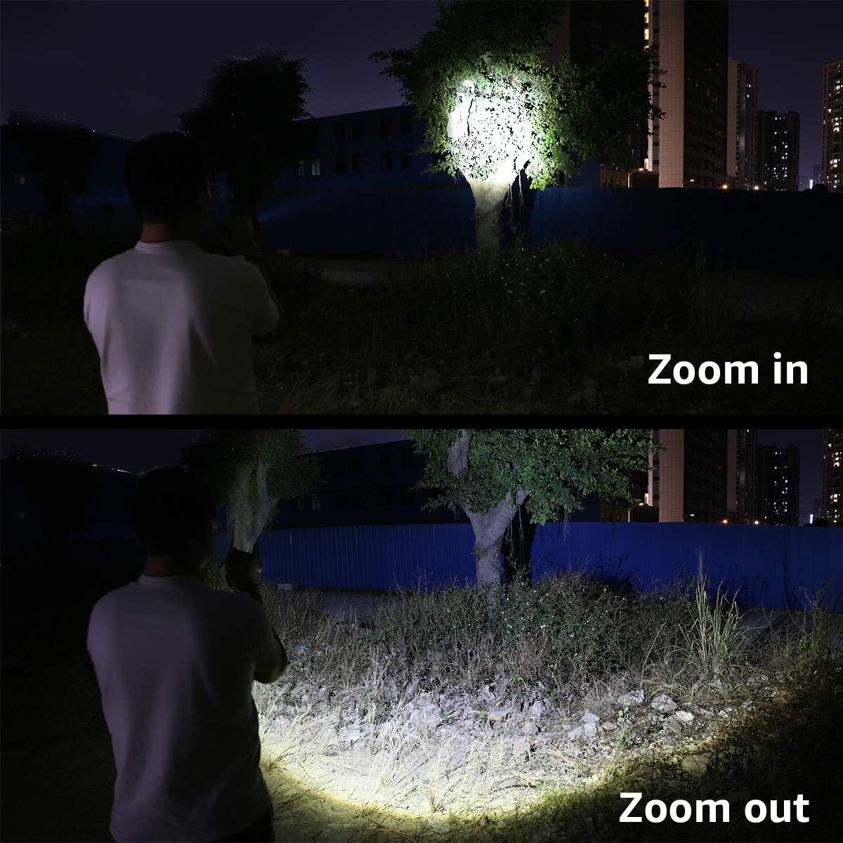 Lepro LED Torch Rechargeable, 15000 Lux Super Bright Adjustable Focus Flashlight, Long Battery Life, 5 Lighting Modes, IPX4 Waterproof, Powerful Torch for Camping, Power Cuts, Hiking, Outdoor, Gift