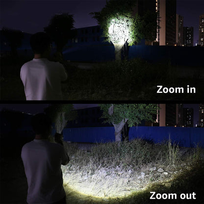 Lepro LED Torch Rechargeable, 15000 Lux Super Bright Adjustable Focus Flashlight, Long Battery Life, 5 Lighting Modes, IPX4 Waterproof, Powerful Torch for Camping, Power Cuts, Hiking, Outdoor, Gift