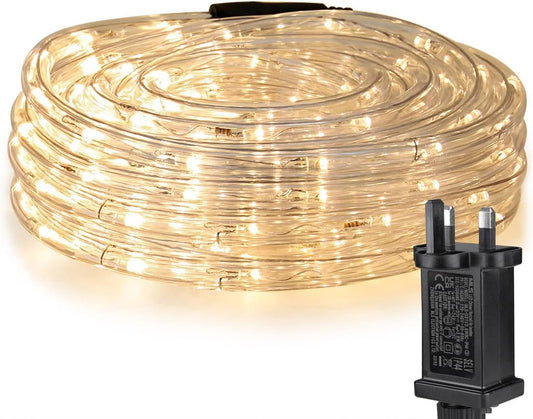 Lepro Outdoor Rope Lights Mains Powered, Connectable, 10m/33ft 240 LED Outdoor Lights Plug in, Bright Warm White, Low Voltage, Waterproof Thick Rope Lights for Garden, Tree, Pathway and More
