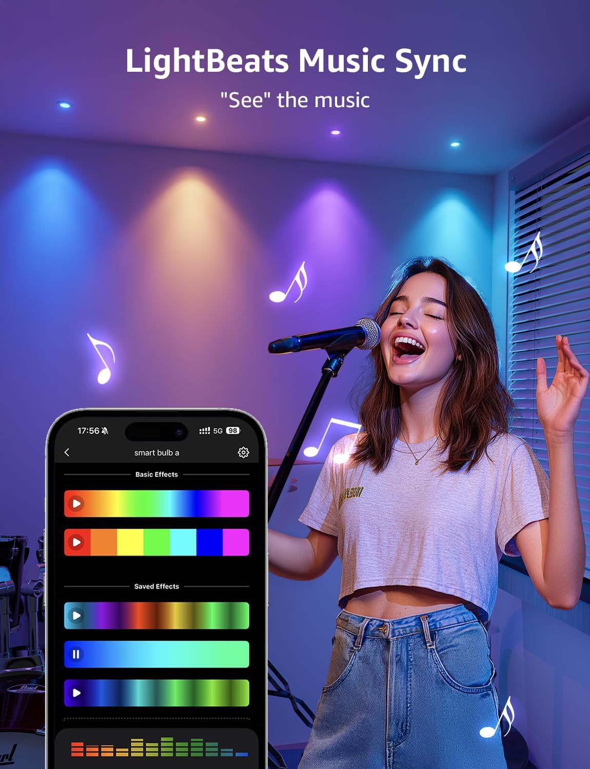 Lepro BG1 AI Smart Bulb GU10, Music Sync, Voice Control WiFi Bulbs, 400LM RGBCCT Dimmable Colour Changing LED Bulbs, Works with Alexa & Google Assistant, AI Lighting Design Assistant, 4 Packs